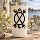 Sea turtle decal on white tumbler with black graphic design