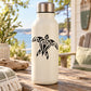 White water bottle with black swirl sea turtle decal