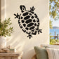 Black turtle wall decal with contour-style shell
