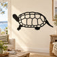Black map-style turtle decal with shell grid pattern