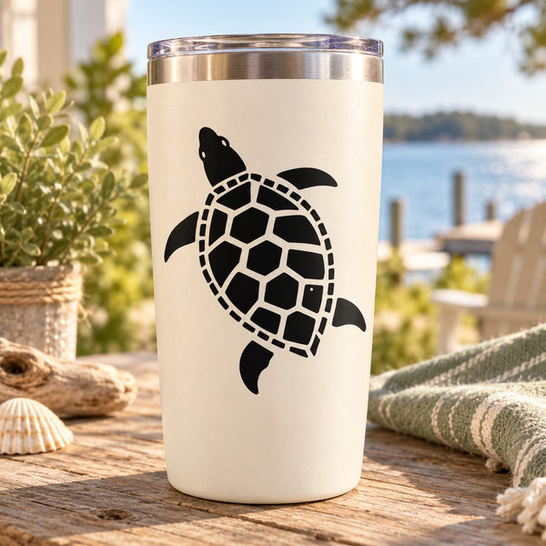 Wedding sea turtle decal with black sea turtle silhouette and shell pattern