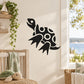 Black cartoon walking turtle decal with smiling face and shell dots