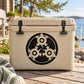 Circular turtle design decal, black graphic with gear-like details