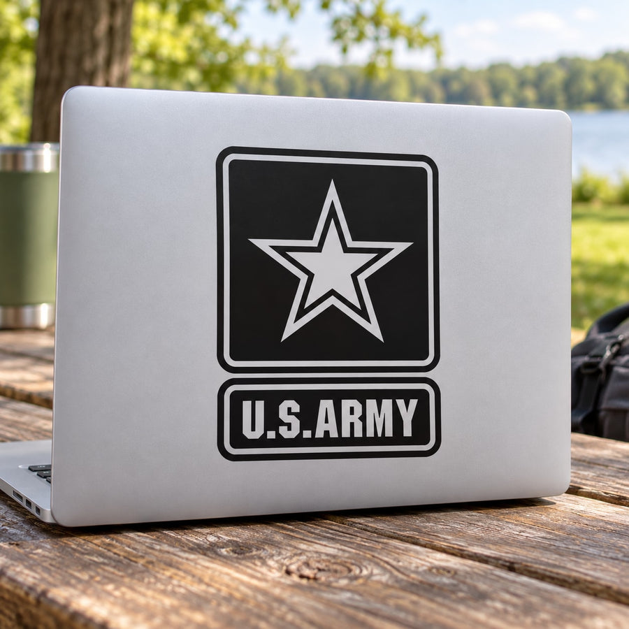 US Army logo decal with star and U.S.ARMY text in black square outline