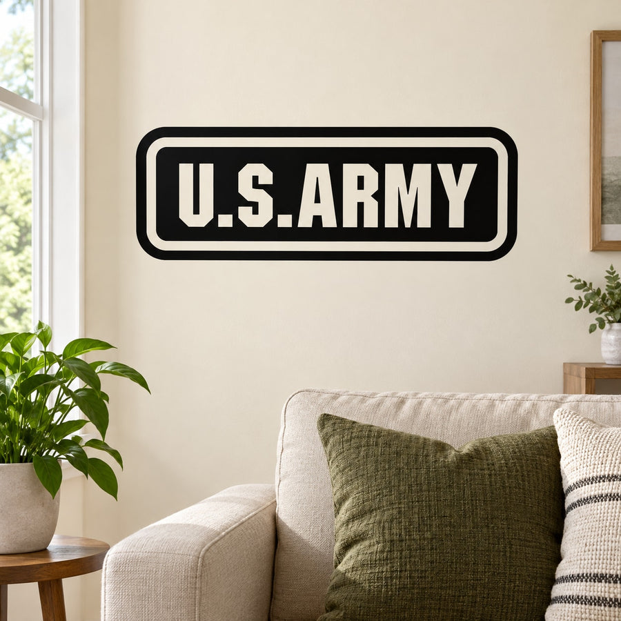 U.S. Army text decal with black-and-white logo