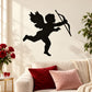Black Cupid silhouette wall decal holding a bow and arrow