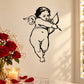 Cupid Valentine's Day wall decal in black line art, cherub with bow and arrow