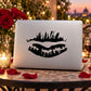 Black kiss lips decal sticker on light laptop lid