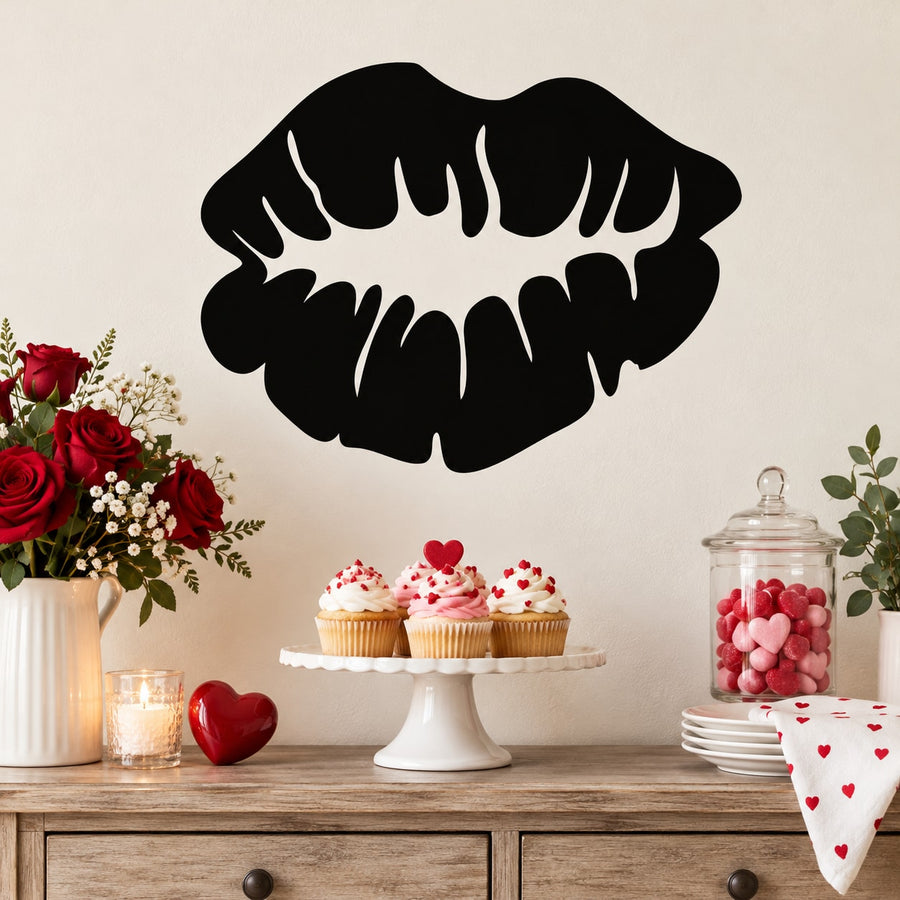 Lipstick Kiss Decal — illustrative vinyl decal application mockup. Surrounding objects are not included.