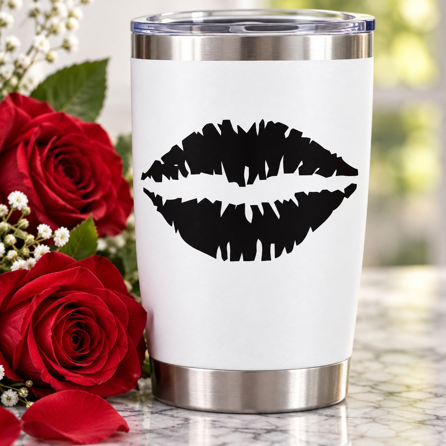 Kissing Lips Decal — illustrative vinyl decal application mockup. Surrounding objects are not included.