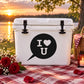 Valentine's decal: black speech bubble with white “I ♥ U” text
