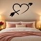 Hand-drawn style heart with arrow wall decal, black