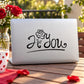 Valentine flower decal with rose above the word “I Love You” in black script