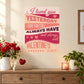 Valentine's quote sticker, pink and red striped typography on a square background