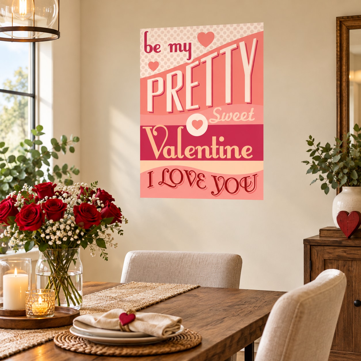 Valentine I Love You sticker with pink and red text and heart graphics