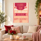 Valentine wall sticker with red hearts and moon-and-back quote