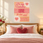 Valentine love quote sticker with pink heart, 'Be my Valentine' and LOVE lettering