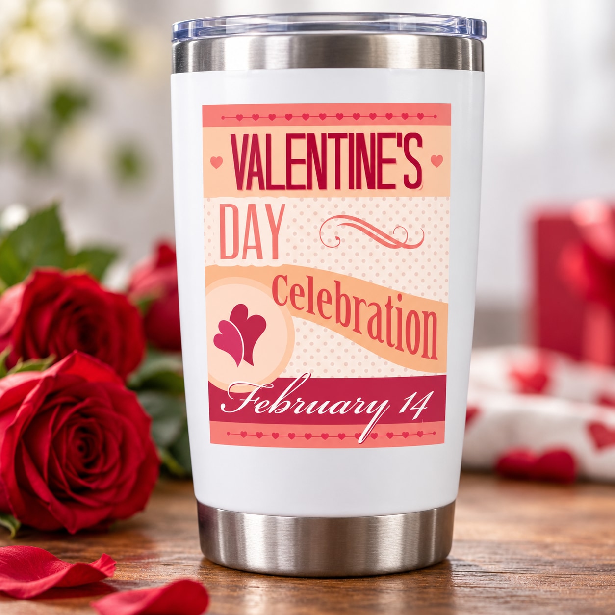 Valentine's Day sticker with hearts and text 'Valentine's Day Celebration' 'February 14'