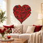 Heart-shaped abstract pattern Valentine's sticker in red and black on wall