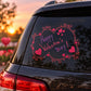 Valentine frame decal with Happy Valentines Day text, hearts and swirl border