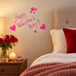 Valentine's Day wall decal with “Happy Valentine’s Day” text and pink bubbling hearts