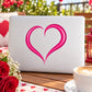 Pink gestural heart Valentine's Day decal on white backing