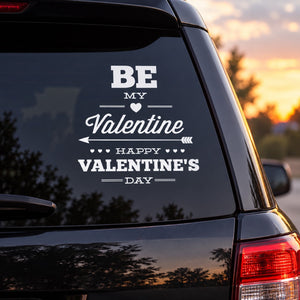 Be My Valentine Happy Valentines Day car window decal with heart text