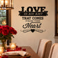 Valentine's Day wall decal with bold LOVE text and black heart script