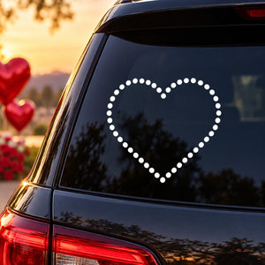 Dot hearts Valentine's Day car decal, white heart made of dots