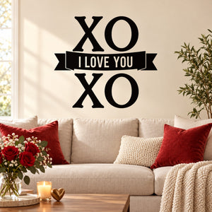 Valentine's XOXO wall decal reading 'I LOVE YOU' with XO hearts
