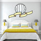 Volleyball wall decal sticker with outlined ball and ribbon banner