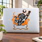 Volleyball vinyl wall decal sticker with black and orange graffiti player and volleyball icon