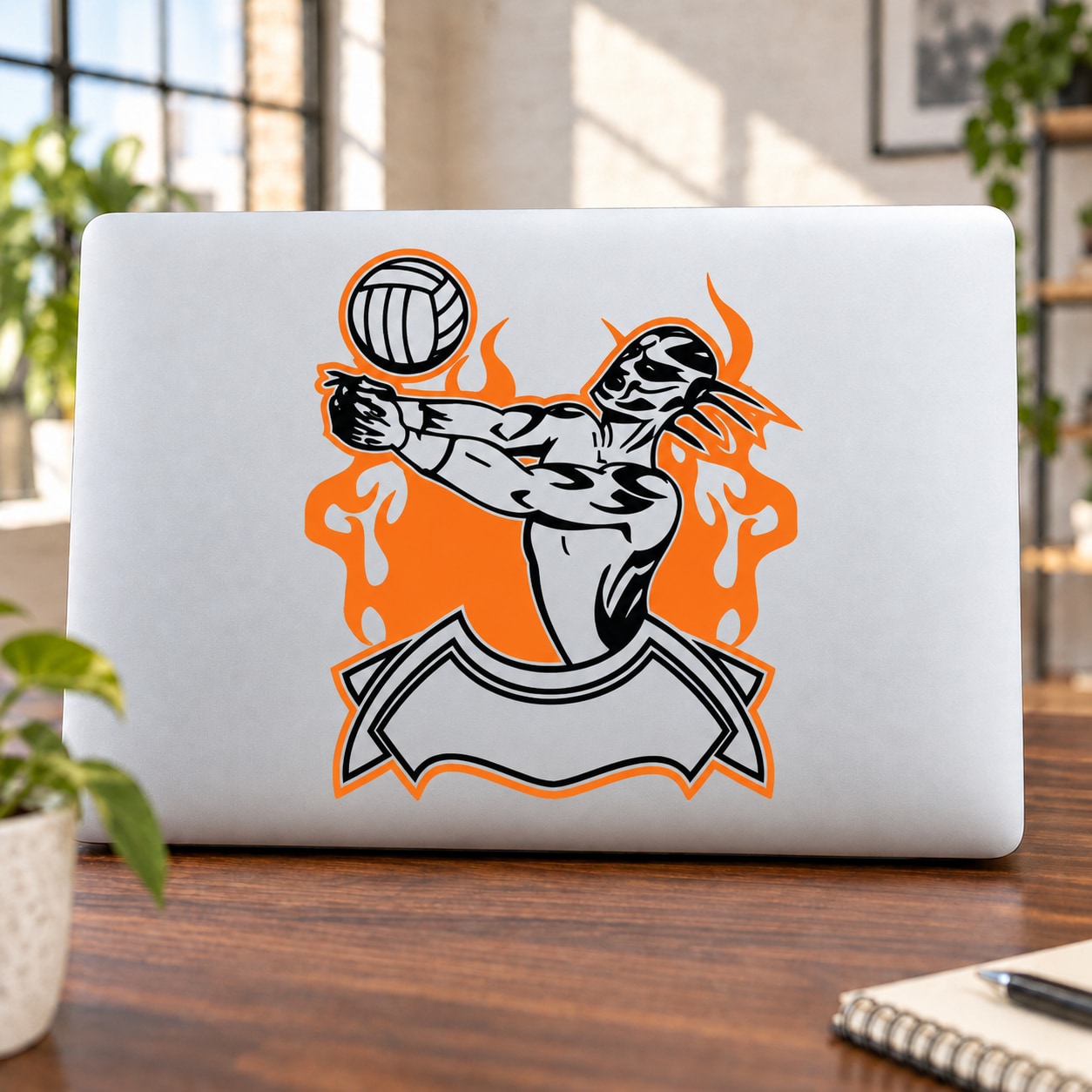 Volleyball Wall Decal - Vinyl Sticker - Car Sticker - Die Cut Sticker - SMcolor006 — illustrative vinyl decal application mockup. Surrounding objects are not included.
