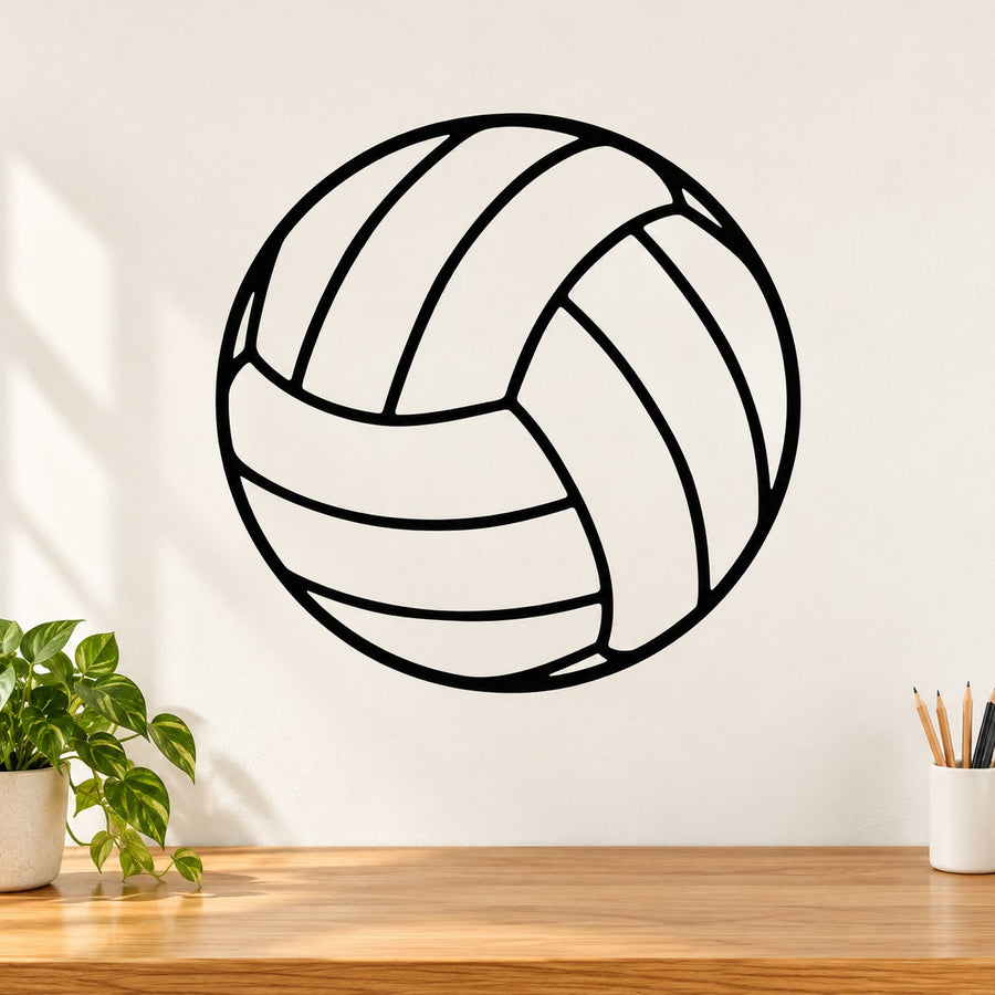 Black line-art volleyball decal sticker