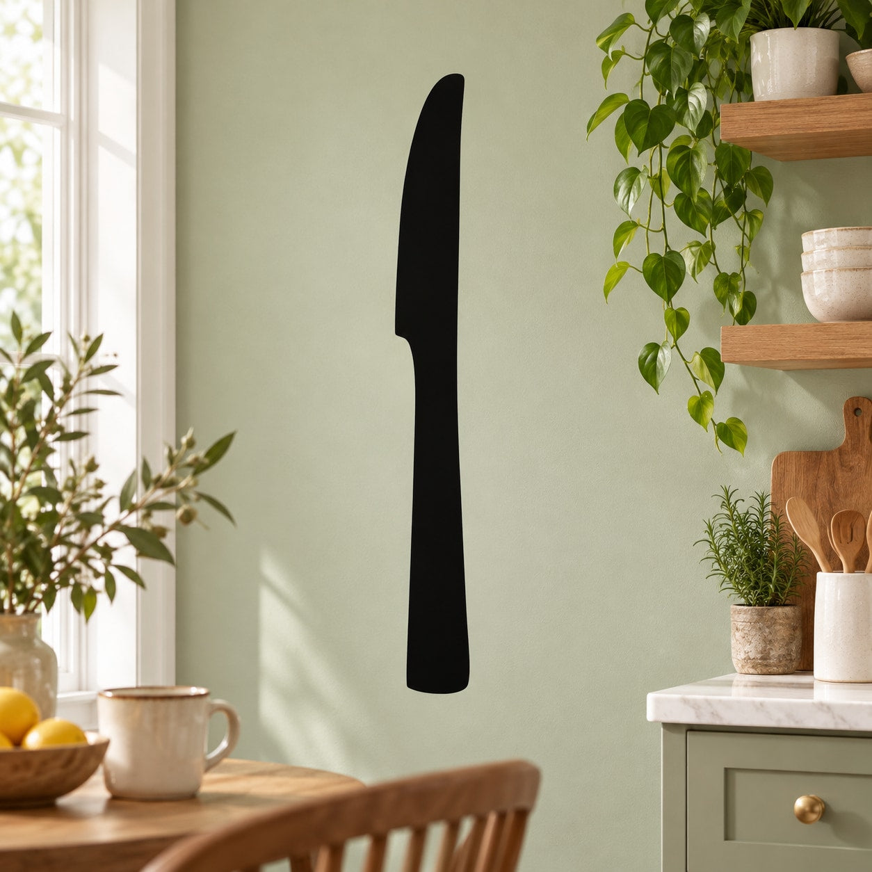 Butter knife wall decal, black knife shape