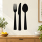 Black cutlery decal set: fork, knife, and spoon silhouettes