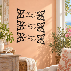 Butterfly wall decal sticker with five butterflies and dotted line accents