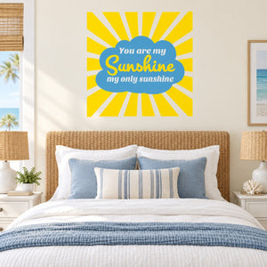 Sunshine wall decal with blue oval and yellow rays, reading 'You're my Sunshine'
