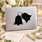 Wedding bells tied decal with two black bell icons on a light surface