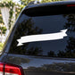 Wedding banner style car window sticker with white ribbon and arrows