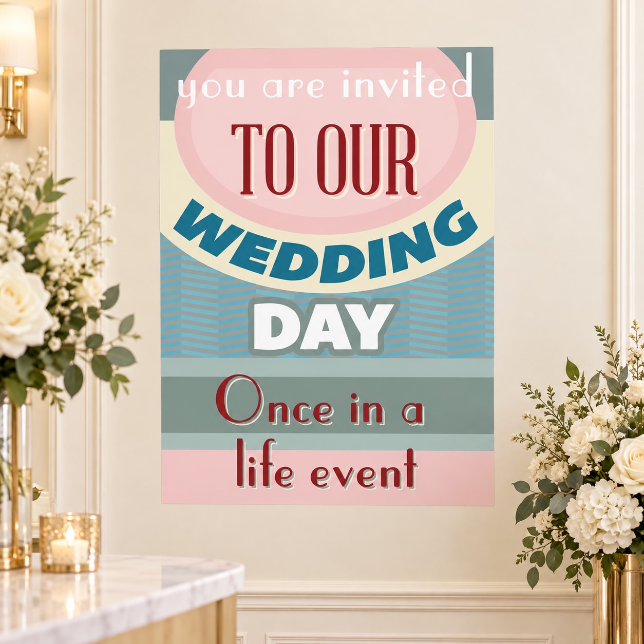 Wedding invitation sticker: You are invited for Wedding Day