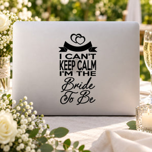 Bride to Be vinyl decal with crown-heart and quote text.