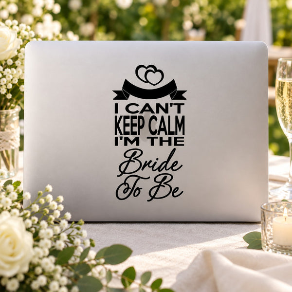 Bride to Be vinyl decal with crown-heart and quote text.