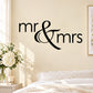 Wedding lettering wall decal with black “mr & mrs” script