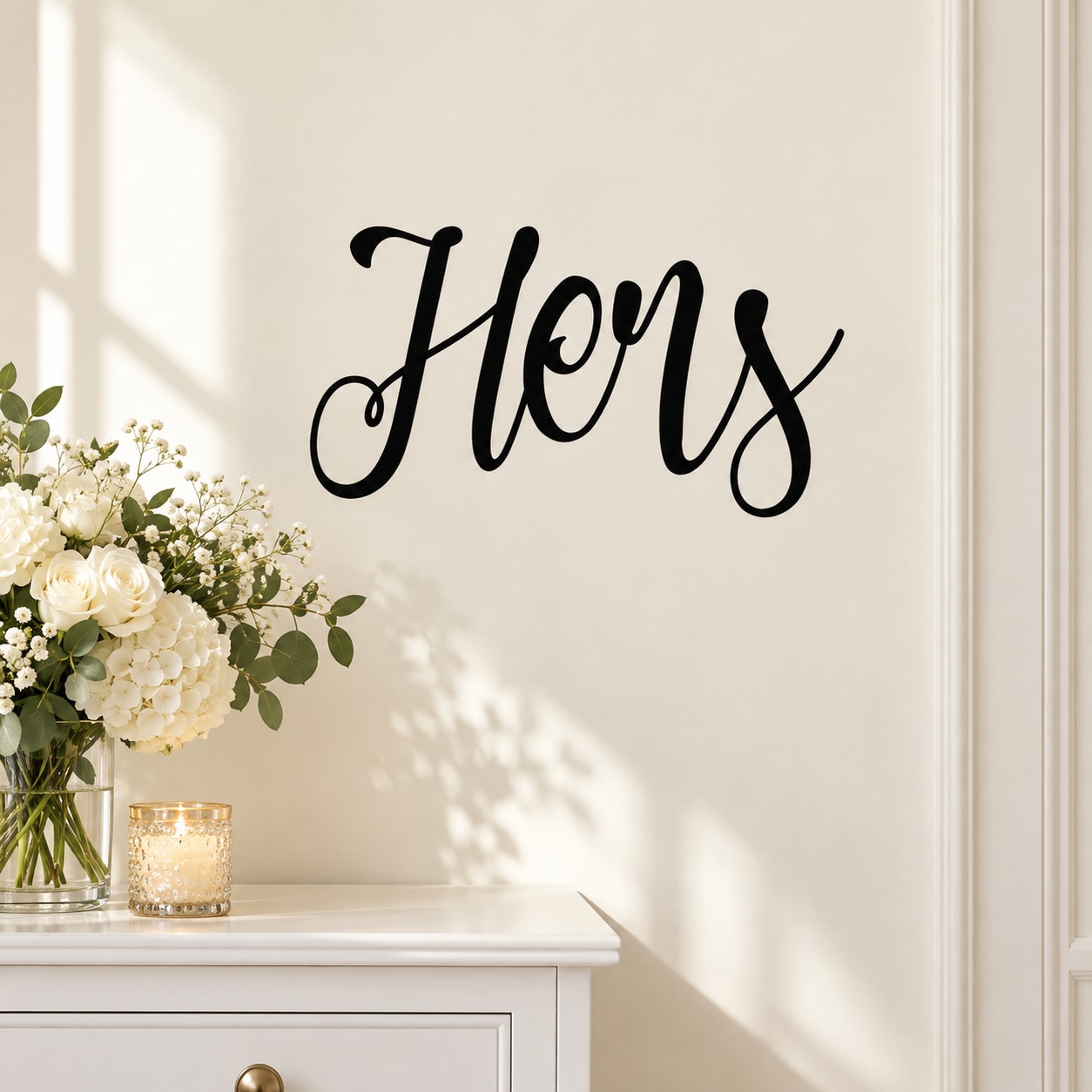 Hers wedding decal, black handwritten script