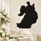 Dancing bride and groom silhouette wall decal, black