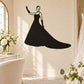 Dancing bride silhouette wall decal, black dress with raised arm pose