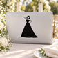 Lovely bride pose decal: black silhouette bride in skirt and veil