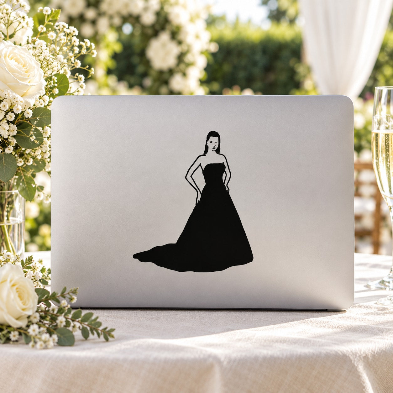 Charming Bride Decal — illustrative vinyl decal application mockup. Surrounding objects are not included.