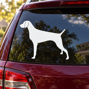White weimaraner dog silhouette decal on car window